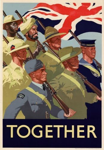 Vintage WWII British Together Allies United World War 2 Poster WW2 Wall Art Print | (A1 594 x 841mm)