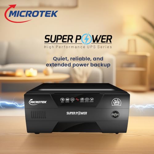 Image of Microtek Inverter for Home, Office & Shops | Super Power New 1200 12V Pure Sine Wave 1115VA / 925W UPS | Wide Voltage Range | High Efficiency | 3 Years Warranty