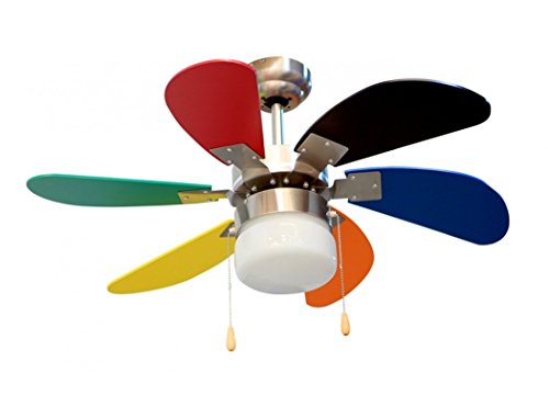 Orbegozo CC 65085 - Ventilador de techo con luz, 6 palas multicolor, diámetro 85 cm, potencia de 45 W, 3 velocidades