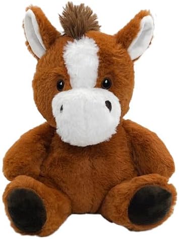 Anico Caballo marrón de peluche de 10 pulgadas con ojos bordados, animal de peluche suave, juguete de peluche perfecto para niños, niños pequeños y