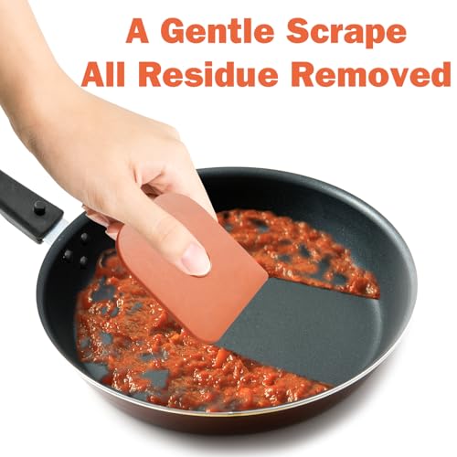 Image of Pan Scraper, 10 Pcs Plastic, Non Scratch for Cast Iron, Pot and Pan Cleaning, Sturdy Scraper Kitchen Tool-Orange
