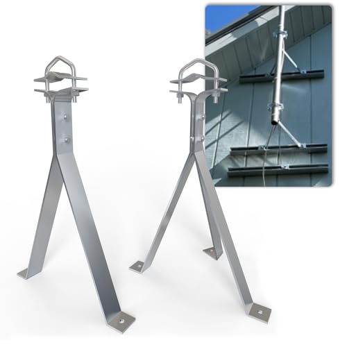 Image of 12 inch Heavy-Duty Antenna Mount Bracket, Adjustable Antenna Mast Mount, Waterproof Wall Mount Pair for TV Antenna Mast with 2 Brackets (Tripod & Y-Brackets)
