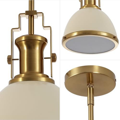 Image of JONATHAN Y Homer Industrial Dome Pendant 10 inch, Almond /Brass Gold
