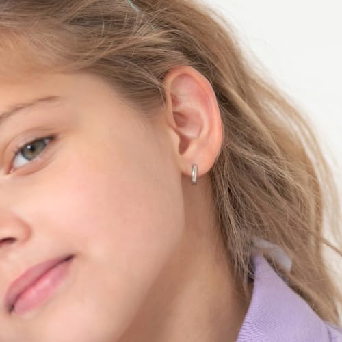 925 Sterling Silver Classic Plain Small Hoop Children Earrings For Infants, Toddlers, Little Girls & Teens 7mm, 9mm & 11mm - Simple & Timeless Jewelry Suitable For Kids With Sensitive Ears3