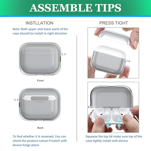 Image of for AirPods Pro 3 Clear Case 2025, Military-Grade Shockproof, Soft TPU Highly Transparent Anti-Yellowing for AirPods Pro 3 Case with Cleaning Kit & Cute Round Buckle, Clear Black