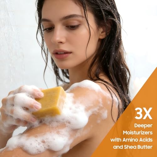 Uselective Lemon & Turmeric Soap Bar for Dark Spots, Powered by Kojic Acid & Vitamin C - Deeply Moisturizing with Amino Acids & Shea Butter - SLS Free for Face/Body