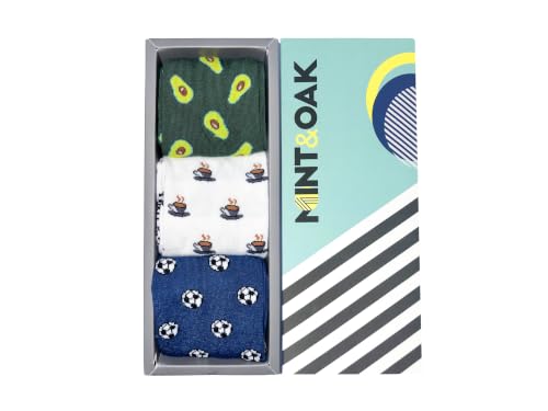 Image of Mint & Oak Long Socks For Men, Soft Cotton Calf Length Socks, Colorful Sock Gift For Men, Full Length & Odour Free, Funky Socks - Gift Box of 3