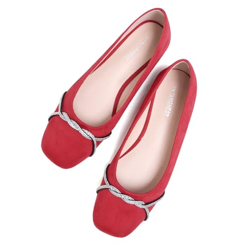 Image of TN TANGNEST Womens Casual Flats Chain Ballet Flats | Fashion Pointed Toe Rhinestone Flats, Comfort Slip On Dress Shoes for Business Work Office Wedding Party