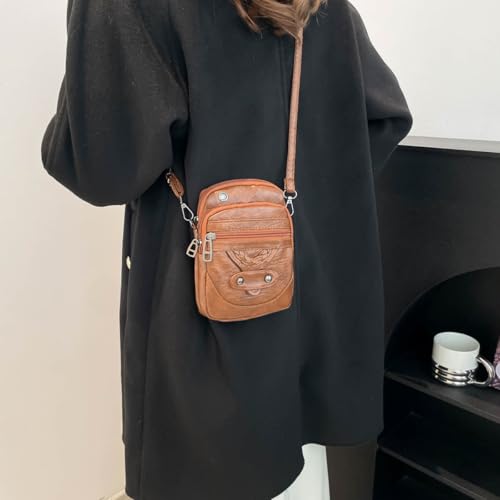 Crossbody Bag for Women Retro Single Shoulder PU Small Messenger Bag Cell Phone Purse Shoulder Holster Pouch4