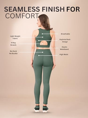 Image of High-Waist Track Suit, Co-ord Set for Women's, Gym wear 2-Piece Workout Set, Sports Bra and Bottom Set, Sports Running Suits, Yoga Wear