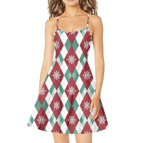 Image of Women's Spaghetti Strap Dress Summer Casual Swing Sundress Girls Beachwear Swing Mini Dress