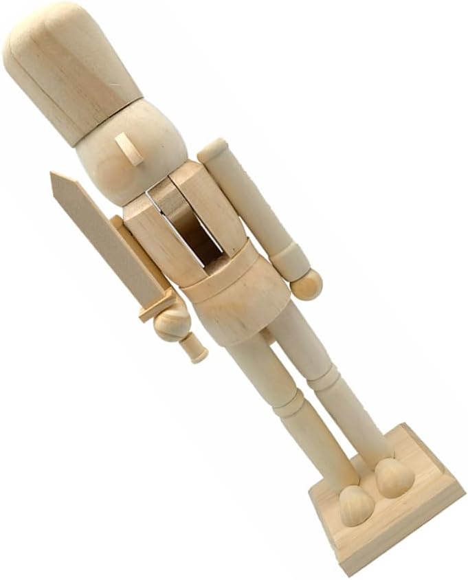 LUOZZY 15" Unfinished Nutcracker Wooden DIY Blank Unpainted Nutcracker Puppet Soldier Christmas Table Centerpiece