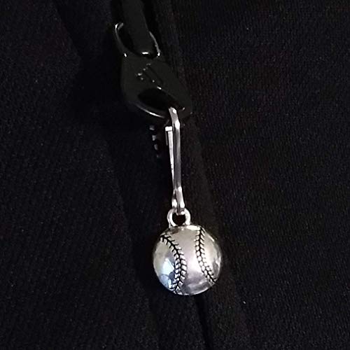 Silver Baseball Zipper Pull