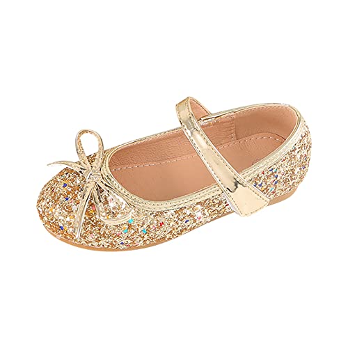 Children's Girls Wedding Shoes Flower Child Sequins Fine Glitter Bow Girl Princess Shoes Rhinestone Party Birthday Prom Flat