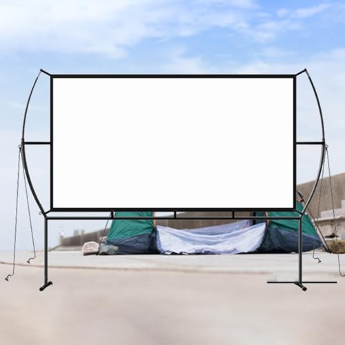 Pantalla para proyector con soporte, pantalla portátil plegable 16:9, marco de aluminio, pantalla de proyección para uso interior y exterior (120 pulgadas) miniatura 1