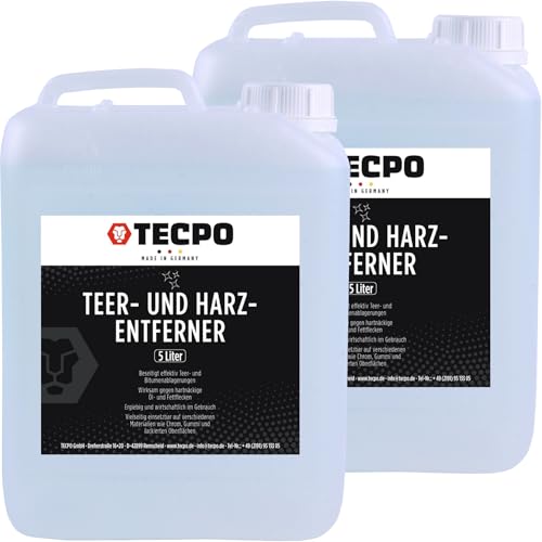 TECPO 2X Teer- und Harzlöser, 5 Liter Klebstoff Teerentferner Bitumen-Löser Fettlöser Harz Kleber TECPO 2X Teer- und Harzlöser, 5 Liter Klebstoff Teerentferner Bitumen-Löser Fettlöser Harz Kleber