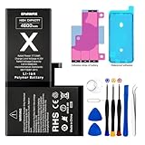 EFAITHFIX 4600mAh Upgraded Replacement Battery Compatible with iPhone X, High Capacity New 0 Cycle A+ Battery Replacement for iPhone 10, for Model A1865, A1901, A1902 with Complete Repair Tool Kit