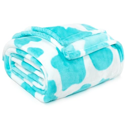 Image of Blue Throw Blanket for Kids, Cute Soft Small Cyan Fleece Blankets for Indoor & Outdoor, Sky Blue Room Decor for Teens Girls Boys Women