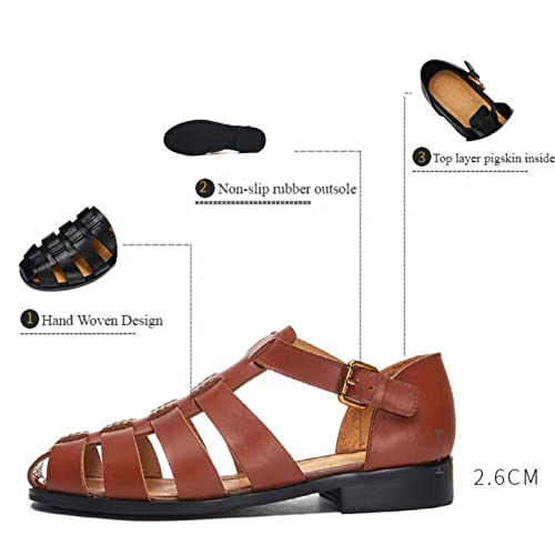 European and Amenrican Mens Fisherman Sandals,Summer Leather Casual Baotou Breathable Fisherman Shoes.3