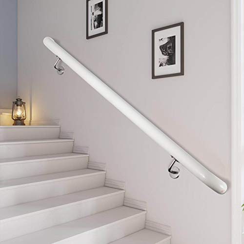 Greatest Product Happybuy Stair Handrail 4ft Length, Stair Rail Aluminum White, Handrails for Stairs 200lbs Load Capacity Stairway Railing Round Steel Pipes Hand Rails for Indoor Stairs Wall Mounted Staircase Outdoor Best Deal 🛒 Happybuy Stair Handrail 4ft Length, Stair Rail Aluminum White, Handrails for Stairs 200lbs Load Capacity Stairway Railing Round Steel Pipes Hand Rails for Indoor Stairs Wall Mounted Staircase Outdoor