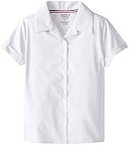 French Toast Big Girls' Short Sleeve Pointy Collar Blouse, White, 8