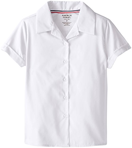 French Toast Big Girls' Short Sleeve Pointy Collar Blouse, White, 8 #TOP20