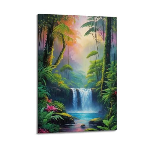 Poster de cascade en impression sur toile moderne pour chambre 50x75 cm