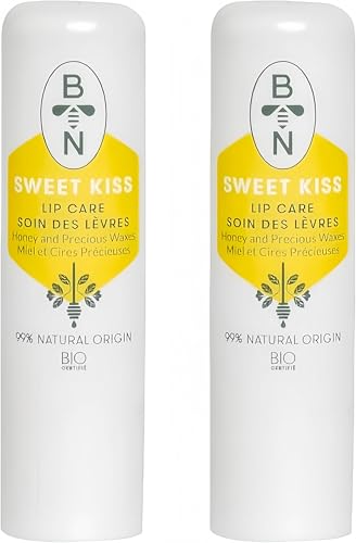 Bee Nature - Stick Lèvres Miel Bio - Hydratant Nourrisant - Soin des Lèvres Sweet Kiss - 99.9% Naturelle - 2 pièces(2 * 4.5g)
