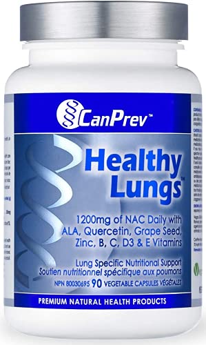 CanPrev Healthy Lungs Supplement, 90 V-Caps 30-Day Supply – Antioxidant Formula with 1200mg NAC, Vitamins E, B, C, D3, Zinc & ALA – Lung Health & Provide Nutritional Support for Environmental Wellness