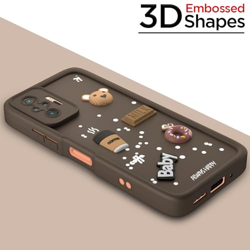 Image of Pikkme Back Cover for Redmi Note 10 Pro /Note 10 Pro Max | Cute Fun Cartoon 3D Bear Silicone Full Body Protection Bumper Cover (Brown)