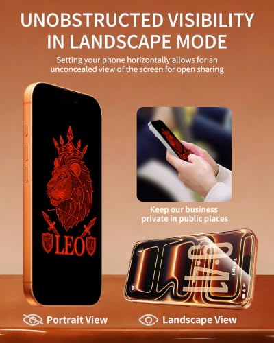 Image of 2 Pack Privacy Screen Protector for iPhone 17 Pro Max | Anti-spy privacy film, anti-blue light, bubble-free application, comes with alignment installation frame,Red Leo Pattern