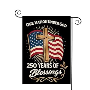 Blessings America Garden Flag 250, One Nation Under God,USA 250th Anniversary Patriotic Cross Design, Double-Sided Burlap, 12 x 18 Inches