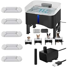 UPSKY 11L Elevated No-Spill Dog Water Fountain, 4 Heights Adjustable, 304 Stainless Steel Tray with 2 Anti-Clog Pump & 9 Filters for Senior Dogs, All Dog Sizes & Multi-Pet Home