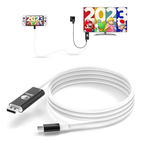 USB C to DisplayPort Cable for Nintendo Switch Dock Support 8K@60Hz 6.6FT, Switch Dock with 100W PD for Nintendo Switch NS/OLED Mode- (USB C to DP1.4 Black and White) Not for Switch 2