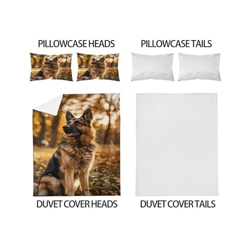 Parure de lit housse de couette animaux 3D microfibre automne Super King