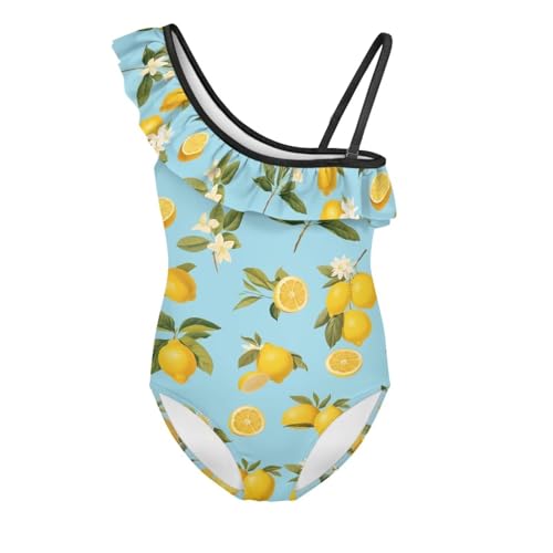 Image of Girls One Piece Swimsuit Ruffled Halter Bathing Suit with Adjustable Strap Beach Sport Swimwear for 3-14 Years