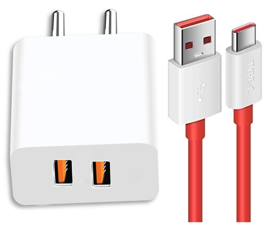 Dualport Charger for Huawei MatePad Pro 5G Original QC Adapter Type C 3.0A High Speed Fast Turbo Charge QC 3.0 Smart with 1m Type-C Red Charging & Sync Cable (White, SE.AK1)