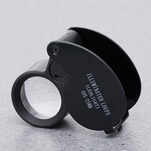Lupa de metal para joalheiros Lupa de Lupa de 40x Lupa para Pedras Preciosas, Carimbos Moedas, Relóg