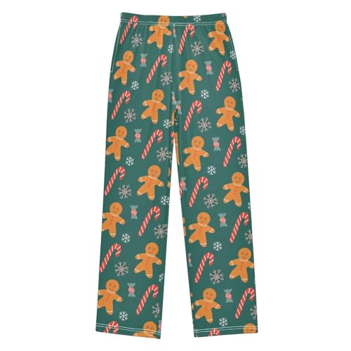 Boys' Pants Gingerbread Man Sweet Snowflakes Green Long Bottoms Jogger Pants Elastic Waist Trousers with Pockets S-XL