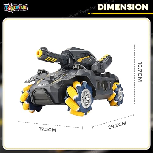 Image of Toyshine Water Ball Shooter Remote Control 2.4GHz Rechargeable RC Car Tank Toy with Crab Movement & 360 Rotating Stunt Feature for Kids Boys Girls 3 +, Yellow