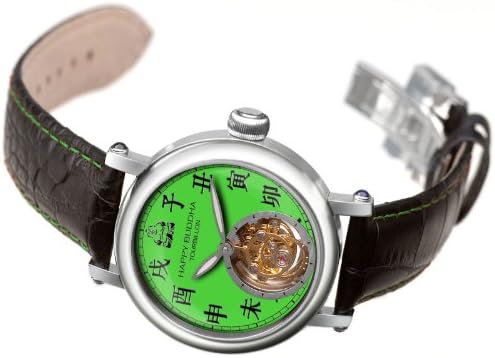Happy Buddha Tourbillon with Black Characters on Cool Jade Green Dial