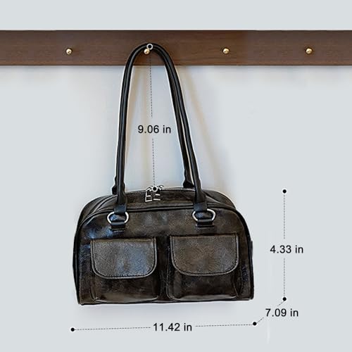 Vintage Style Shoulder Bag, Double Front Pocket Handbag, PU Leather Purse for Women2