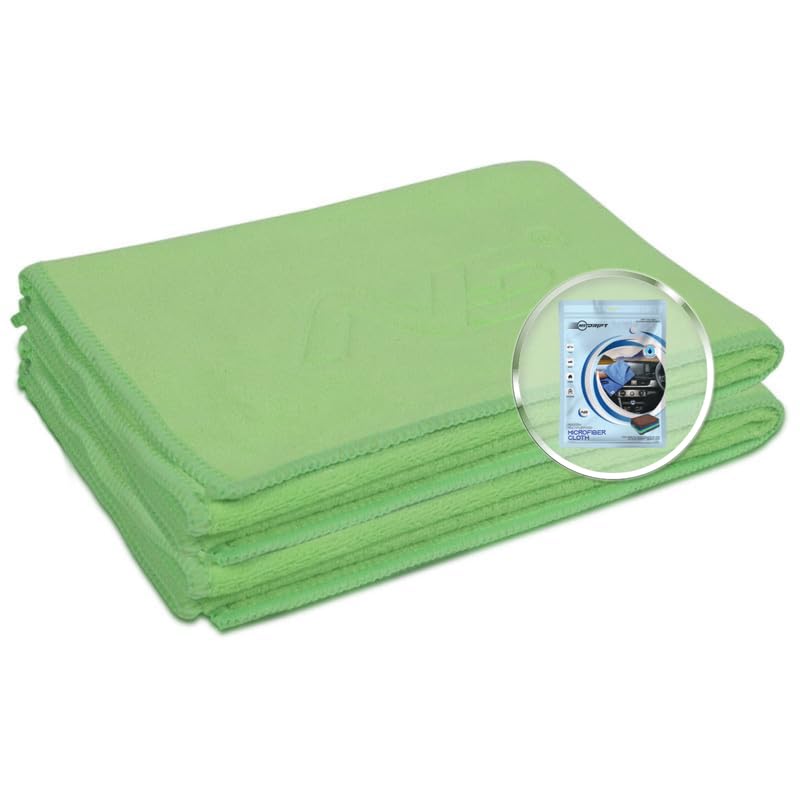 Image of Neodrift '400 GSM' Microfiber Cloth (Size - 40X40 Cm)(Set of 2 PC)(Colour - Green)(Ultra Soft Cleaning Cloth for Car, Bike - Polishing, Detailing, Highly Absorbent)