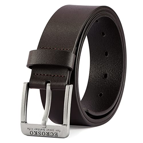 Genuine Leather Dress Belts For Men, Men Belts for Jeans Casual Dress Work Business with Metal Buckle2