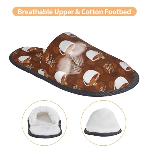 Cute Sloths Bear Relaxing In Coffee Cup Print Women Slippers Home Furry Shoes Keep Men Couples Shoes Warm For Women-4