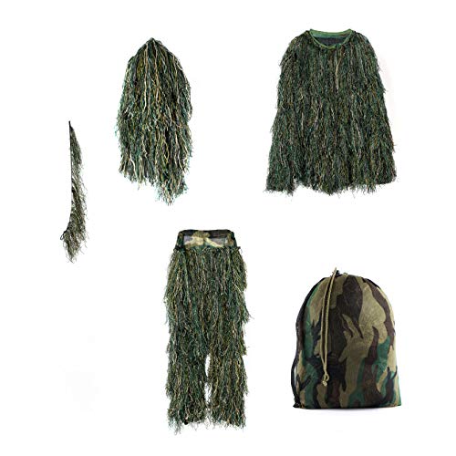 KNINE OUTDOORS Medium Size Ghillie Suit with 3D Camouflage Forest Camo Hunting Tactical Bag - Thumbnail 6