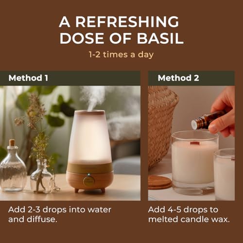 Image of 100% Pure Holy Basil (Tulsi) Essential Oil - 0.34 Fl Oz - Holy Basil (Tulsi) Oil for Hair, Skin, Diffuser, Aromatherapy & DIY Candle Making Scent