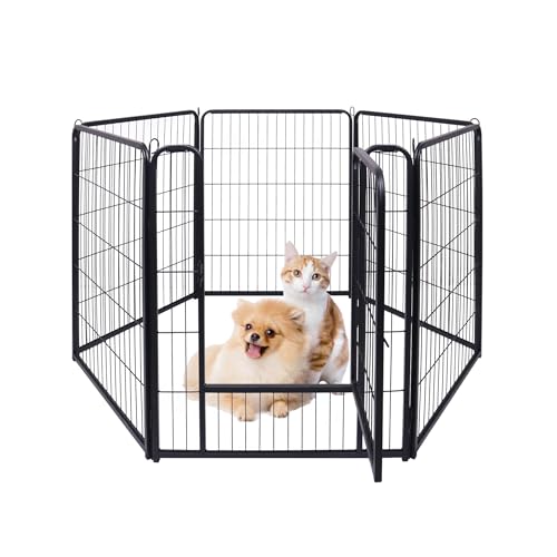UISEBRT Recinzione per cuccioli con porta, box per cani, flessibile, pieghevole, per cani, gatti, cuccioli, conigli (65 x 80 cm, 6 pezzi)