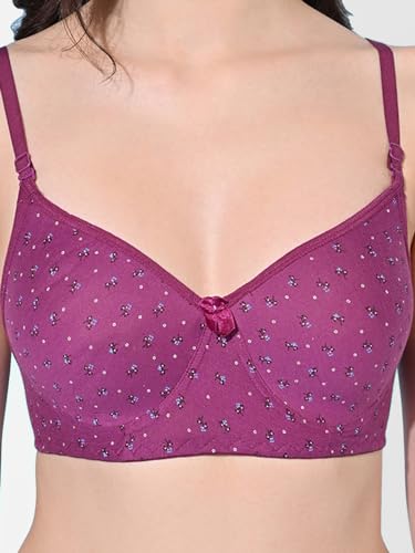 Image of FIMS - Fashion is my style Women Cotton Blend Padded Non-Wired Everyday Bra Pack of 1 Cup- B Multicolor