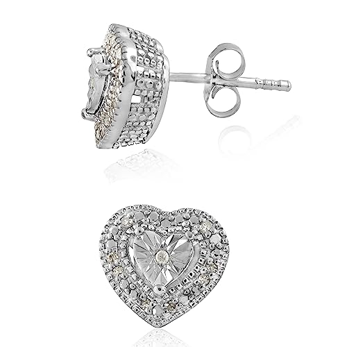 925 Sterling Silver Diamond Stud Earrings - Solitaire Look, Heart/Round/Square Shape Stud Earrings for Women4